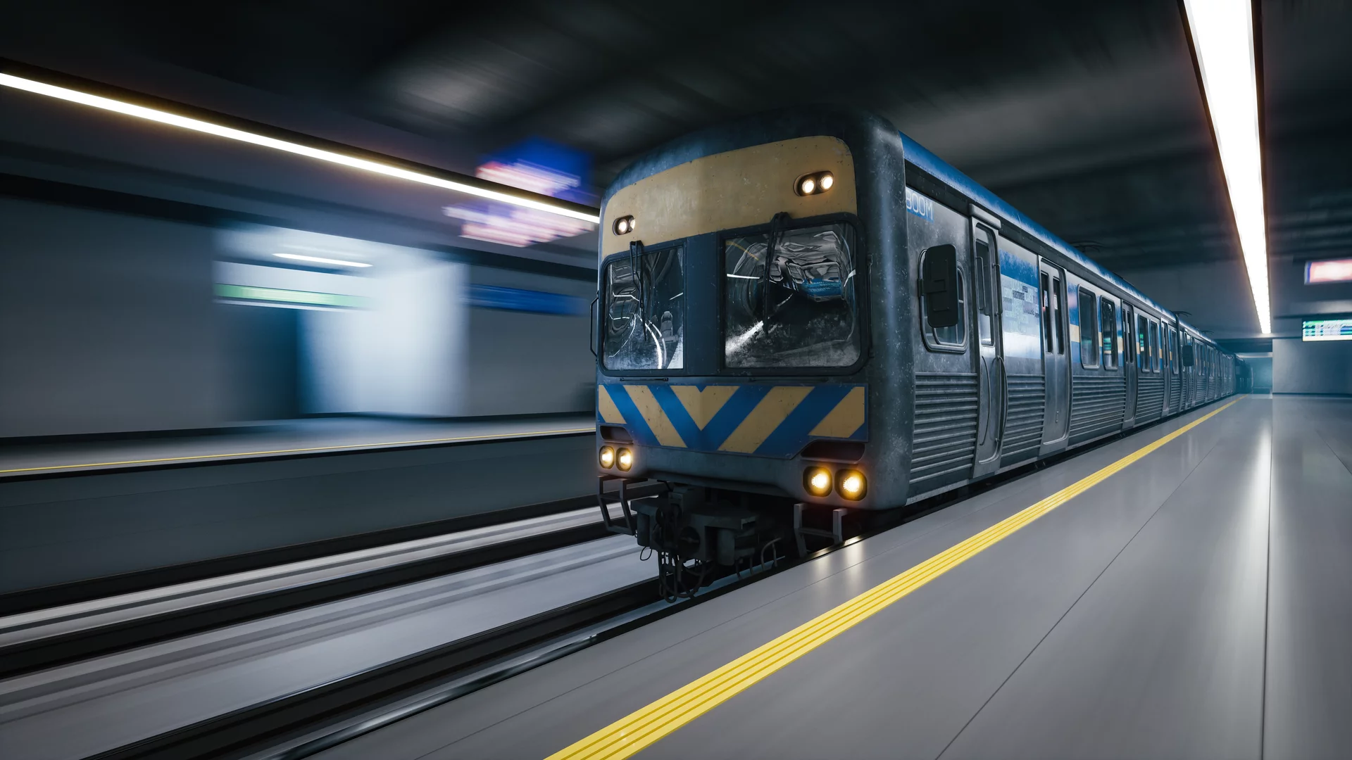  U-Bahn mit Dritte Schiene System im Bahnhof