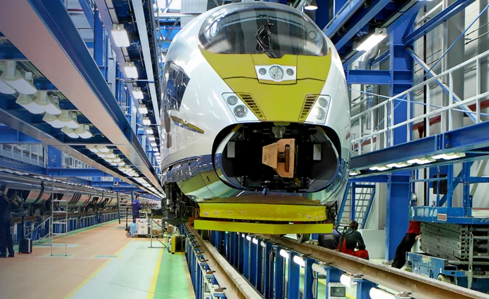  High-speed train in depot