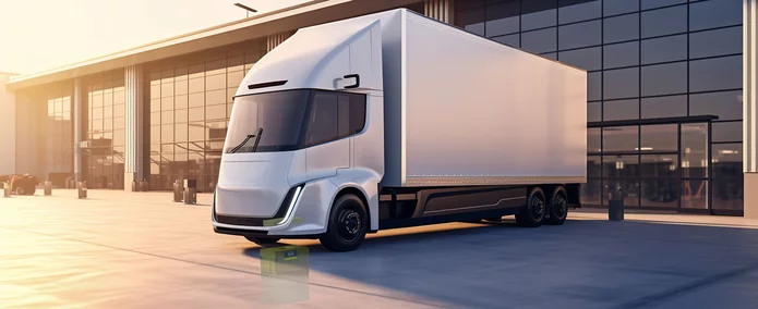  Rendering eines E-Trucks, der mit dem Schunk Underbody Charger geladen wird.