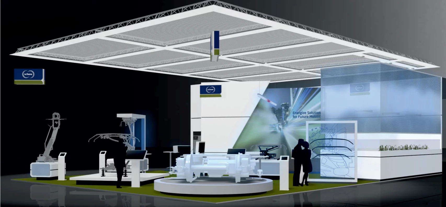 Rendering eines Messestands auf einem Event auf welchem die Schunk Group Aussteller ist