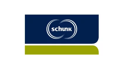 Brand logo of the Schunk Group - based on corporate design in green and blue
