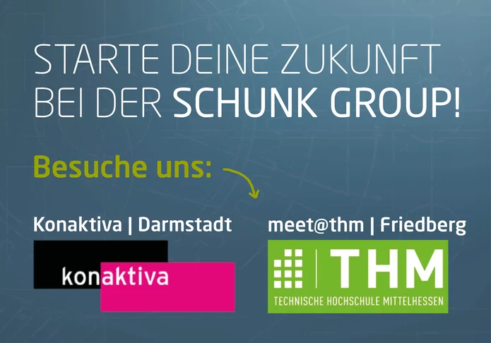 Flyer mit Infos zu Schunk auf der Konatktiva Darmstadt und beim THM Meet Up in Friedberg