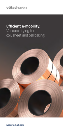 Effiziente E-Mobilität.  Vakuumtrocknung für Coil-, Blech- und Zellenbacken.